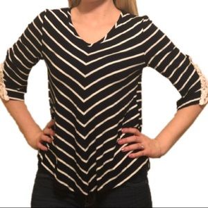 Stem & Vine | Navy & White Blouse with Lace